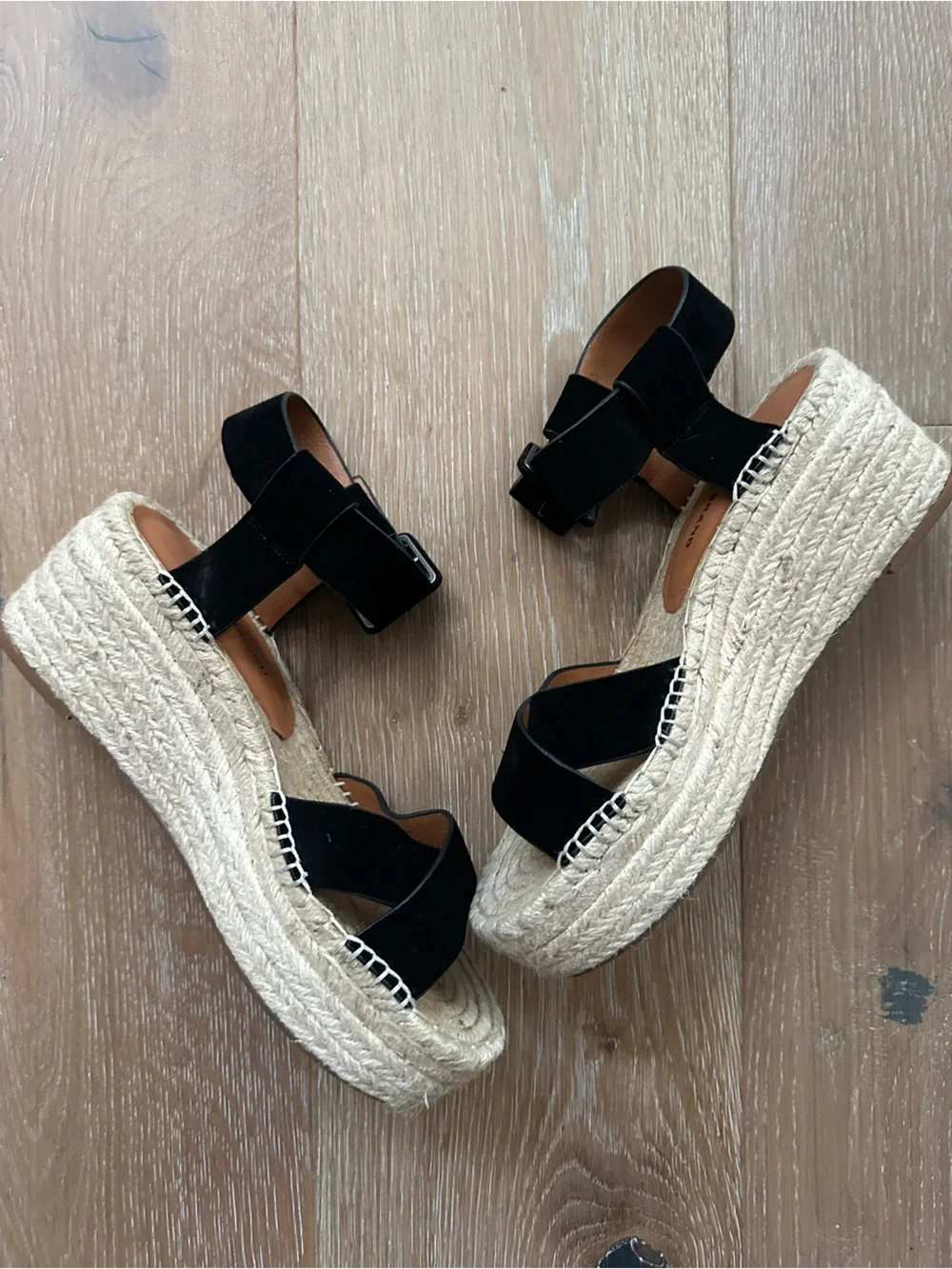LUCKY BRAND Black Suede Audrinah Espadrille Wedge Sandals